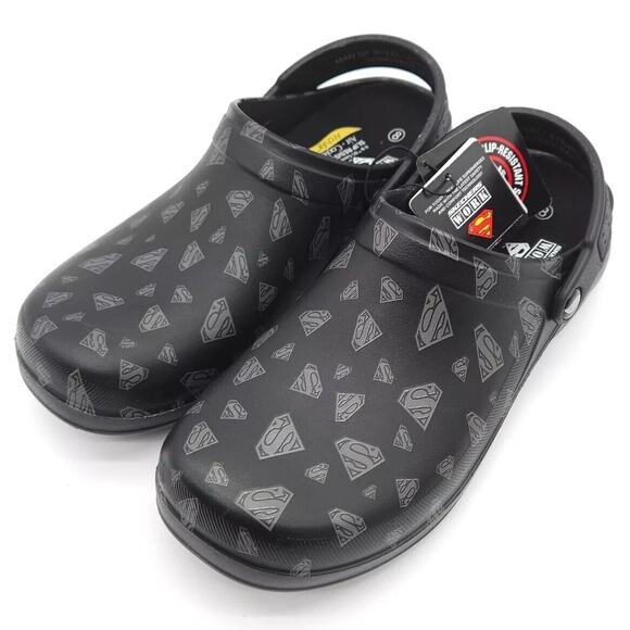 Skechers Mens Size 8 Superman DC Slip On Work Safety‎ Shoes Slip Resistant Black - Picture 1 of 8